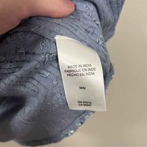 Lucky Brand Blue Floral Flare Short Sleeve Blouse - Picture 3 of 8